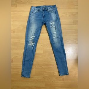 American Eagle Distressed Light Blue Super Stretch X Jeans US2